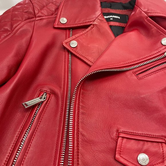 Brand New, Never worn Dsquared2 quilted detail zip-up leather jacket with tags - Picture 8 of 10